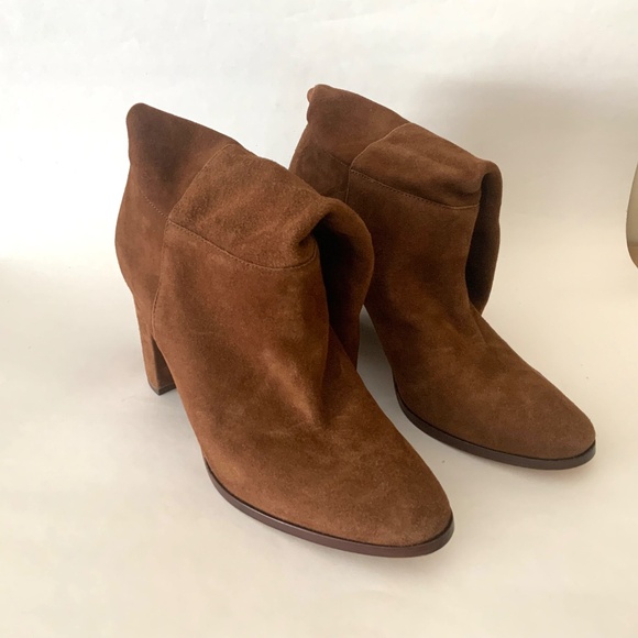 RALPH LAUREN ARTIZAN II BROWN SUEDE BOOTS Almond Toe Pull On Heeled Booties 9.5 - Picture 12 of 16